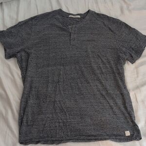 Marine Layer Short Sleeve Henley, Dark Heather Grey, Size L